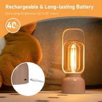 Artinx Retro Cordless Lantern Table Lamp 40 Hours Long Lasting Dimming Night Light Small Rechargeable Battery Operated Light