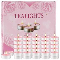 Unscented Tealight Candles Bulk 50 Pack Pink Tea Lights For Wedding Party Anniversary Valentine Decor Longlasting With 4 Hour