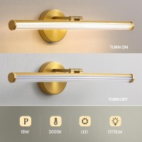 Kaisite Gold Bathroom Vanity Light 22In Modern Bathroom Light Fixture Dimmable Led Vanity Lighting Fixture Angle Adjustable 18W