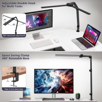 Kablerika Desk Lamp Double Head Desk Lamp With Clamp 24W Led Desk Lights For Home Office Ultra Bright Architect Table Lamp 4 Bri