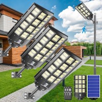 Jadisi 3Pack 3200W Solar Street Light240000Lm Ip67 Waterproof Dusk To Dawn Solar Street Lights Outdoor With Motion Sensor Rem