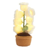 Belupai Lily Of Valley Lamp, Crochet Artificial Flowers With Night Lights, Woven Potted Plant Exquisite Knitted Flowers Lamp For Home Decor Office Desk Bedroom Decoration(#1)