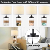 Sheetea Glass Table Lamps For Bedroom Set Of 2 Fillable Modern Rattan Lamps For Living Room With White Lampshades Coastal Beds