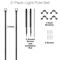 Excello Global Products String Light Pole Set, Extends To 9 Feet, Deck Or Yard Installation Options, 2/Pack