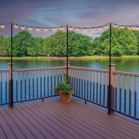 Excello Global Products String Light Pole Set, Extends To 9 Feet, Deck Or Yard Installation Options, 2/Pack