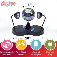 Playbees Rotating Disco Ball Led Revolving Disco Ball With Movable Strobe Lights For Disco Party Decor Mirror Lights Party M