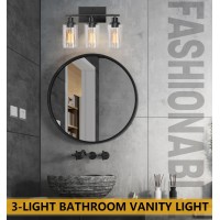 Bathroom Light Fixtures 3Light Bathroom Vanity Light Matte Black Vanity Light With Clear Glass Shade Modern Bathroom Lights