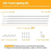 Vanoopee 12Light Led Track Lighting Kit With 13Ft H Type Track Lighting Rail Dimmable Led Track Light Heads Modern Kitchen Tra