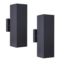 Cerdeco Brandon Aluminum Modern Outdoor Wall Light, Dusk To Dawn Exterior Up Down Light Fixtures Matte Black [Ul Listed] (2 Pack)