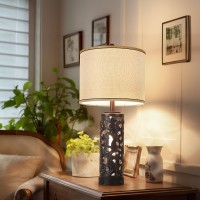 Aidenoey Set Of 2 Table Lamps With Night Light 28 Farmhouse Table Lamp With Usb Ac Ports Brown Ceramic Bedside Lamp With Fab