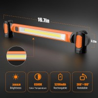 Wokelux Work Light 3000Lm Led Work Light 5200Mah Rechargeable Magnetic Work Light Underhood Cordless Work Lights With Hooks F