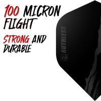 Ruthless Dart Flights | Premium 100 Micron Standard Number 2 Shape Rip Torn Design, Black, 5 Sets Of 3 Flights (5Xf4189)