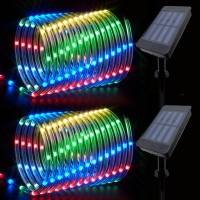 Ijg 2 Pack Solar Rope Lights Outdoor Lights Christmas 8 Modes And Timer Clear Tube Fairy Rope Lights Each 33Ft 100 Led For Outd