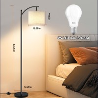 Gilocot Floor Lamp For Living Room With 4 Color Temperatures Standing Lamp With Adjustable Linen Shade Remote Control And Step