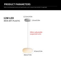 Jaycomey Modern Led Pendant Light Fixture, 12W Oval Minimalist Kitchen Island Light Fixture, Small Pendant Lighting For Bedroom Dining Room Bar(1-Pack)