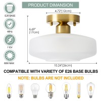 Huawiya Flush Mount Light With Frosted Glass Shade Brass Gold Finish Ceiling Light Fixture For Kitchen Hallway Entryway Bath