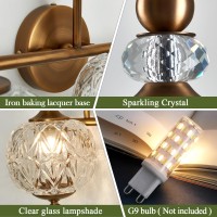 Piepooye Vintage Bathroom Light Fixtures Gold Vanity Light With Glass Globe Lampshade 3 Lights Mid Century G9 Bulb Wall Sconce I