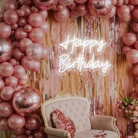 Neon Happy Birthday Sign For Backdrop, Led Sign Neon Lights Light Up Signs, Cold White Large Happy Half Birthday Neon Signs For Party Wall Decor Bedroom Banner Birthday Gift