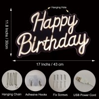 Emannon Happy Birthday Neon Sign With Dimmable Switch Neon Happy Birthday Sign For Backdrop Usb Powered Happy Birthday Led Li