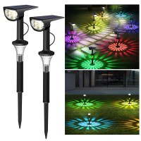 Airmee Solar Spot Lights Outdoor 31 Led2 Pack11 Lighting Modes Spotlights With Color Changing Decorations Ip68 Waterproof