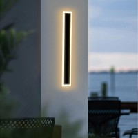 1 Pack Modern Outdoor Wall Lights Black Led Outdoor Wall Sconce Ip65 Waterproof Odern Porch Lights Wall Sconce Anti-Rust Acrylic Linear Long Led Linear Wall Lamp Outside Lighting For Garage (31.5Inch)