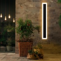 1 Pack Modern Outdoor Wall Lights Black Led Outdoor Wall Sconce Ip65 Waterproof Odern Porch Lights Wall Sconce Anti-Rust Acrylic Linear Long Led Linear Wall Lamp Outside Lighting For Garage (31.5Inch)