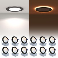 12 Pack Black Recessed Lighting 6 Inch With Night Light 5Cct 6 Inch Led Recessed Lights 2700K6000K Selectable Dimmable 15W 12