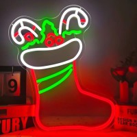 Christmas Stocking Neon Sign Christmas Neon Signs For Wall Decor Dimmable Christmas Stocking Led Signs For Bedroom Party Hanging Xmas Neon Wall Light Decor Festival Gift For Kids