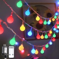 Jmexsuss 100 Led Connectable Christmas String Lights Indoor Plug In 33Ft 8 Mode Globe String Lights With Remote Fairy Christma