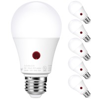 Emotionlite Dusk To Dawn Sensor Light Bulbs Outdoor, Neutral White Led Bulbs, 60 Watt Equivalent, Automatic On/Off, Porch, Patio, Garage, Hallway, Basement, A19 Size, 9W, E26 Medium Base (6 Pack)