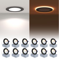 12 Pack Black Recessed Lighting 4 Inch With Night Light 5Cct 4 Inch Led Recessed Lights 2700K6000K Selectable Dimmable 9W 700