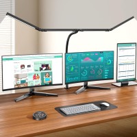 Pzloz Led Desk Lamps For Home Office Eye Caring Architect Lamp With Clamp Double Head Computer Monitor Gooseneck Desk Light W