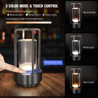 Cordless Table Lamp For Outdoor Indoor Portable Metal Desk Lamp Rechargeable Led Crystal Lantern Lamp 3 Color Stepless Dimmin