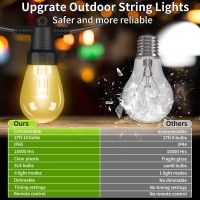 27Ft Outdoor String Lights Dimmable Led Patio Lights With Remote 10 S14 Bulbs Waterproof Connectable Hanging String Lights F