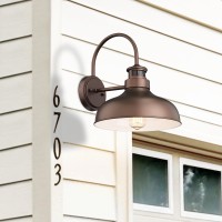 Bestshared Motions Sensor Outdoor Wall Sconce Dusk To Dawn Farmhouse Barn Light Gooseneck Wall Lighting Fixture Exterior Wall Mounted Light