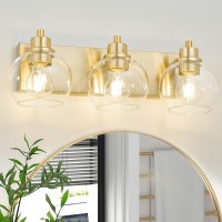 Tuscarora Gold Bathroom Light Gold Vanity Light 3 Light Bathroom Vanity Light Brushed Gold Vanity Lighting With Clear Glass Sha