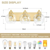 Tuscarora Gold Bathroom Light Gold Vanity Light 3 Light Bathroom Vanity Light Brushed Gold Vanity Lighting With Clear Glass Sha