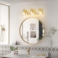 Tuscarora Gold Bathroom Light Gold Vanity Light 3 Light Bathroom Vanity Light Brushed Gold Vanity Lighting With Clear Glass Sha