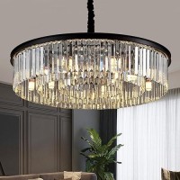 Lighceac 315 12Light Modern Crystal Chandelier Light Fixtures 3 Rings Black Luxury Chandeliers For Living Room Glam Round Ha