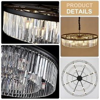 Lighceac 315 12Light Modern Crystal Chandelier Light Fixtures 3 Rings Black Luxury Chandeliers For Living Room Glam Round Ha