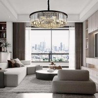 Lighceac 315 12Light Modern Crystal Chandelier Light Fixtures 3 Rings Black Luxury Chandeliers For Living Room Glam Round Ha