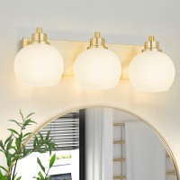 Tuscarora Gold Bathroom Light Gold Vanity Light 3 Light Bathroom Vanity Light Brushed Gold Vanity Lighting With Milk Glass Shad