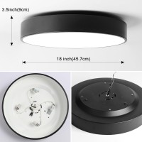 Politamp 4Light Close To Ceiling Lamp 18 Inch Large Size Matted Black Metal Shade Flush Mount Ceiling Light Fixtures E12 Socke