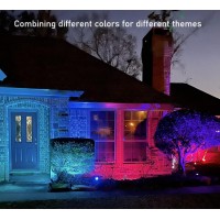 Toveenen Color Led Outdoor Landscape Spotlight With Strobe Lighting Waterproof Remote Spot Lights For Yard Tree House Hallowee