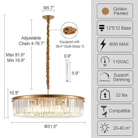 Lighceac 315 12Light Modern Crystal Chandelier Light Fixtures 3 Rings Gold Luxury Chandeliers For Living Room Glam Round Han