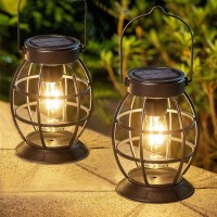 Leidrail Solar Lantern Outdoor Hanging Solar Lights Metal Led Waterproof Christmas Lanterns Solar Powered Landscape Decor For Ta