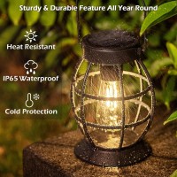 Leidrail Solar Lantern Outdoor Hanging Solar Lights Metal Led Waterproof Christmas Lanterns Solar Powered Landscape Decor For Ta