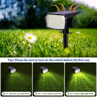 Okitop Solar Lights Outdoor Waterproof Ip65 65 Leds Super Bright 2 Pack Solar Spot Lights Wall Pack 3 Lighting Modes Solar S