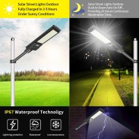 Toppow 300W Solar Street Light Outdoor Waterproof, 48000Lm 504 Leds Solar Lights Outdoor With Remote Control Dusk To Dawn,Solar Parking Lot Lights With Motion Sensor For Yard