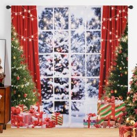 Alishomtll Christmas Blackout Curtains For Bedroom 84 Inch Length Long, Christmas Curtains For Living Room With Christmas Tree, Gifts, Window Curtain Pannels And Drapes For Kitchen